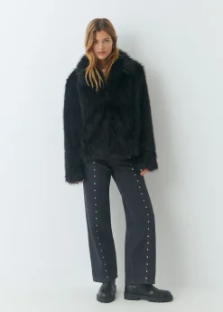 Abrigos Y Chaquetas*Brownie Abrigo corto cuello efecto pelo Negro