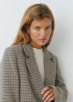 Abrigos Y Chaquetas*Brownie Americana tejido pata de gallo Camel