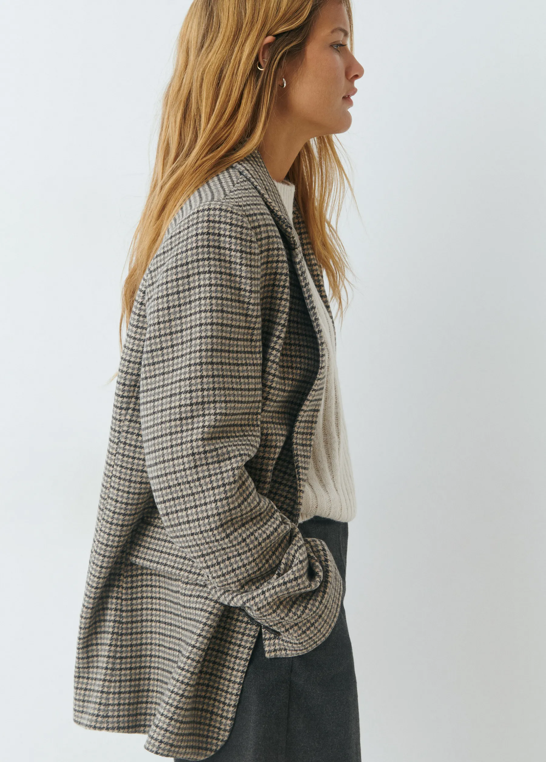 Abrigos Y Chaquetas*Brownie Americana tejido pata de gallo Camel