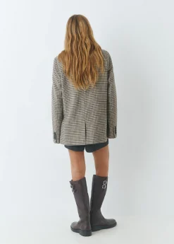 Abrigos Y Chaquetas*Brownie Americana tejido pata de gallo Camel