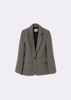 Abrigos Y Chaquetas*Brownie Americana tejido pata de gallo Camel