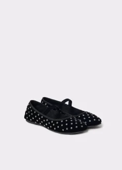 Zapatos*Brownie Bailarina terciopelo cristales Negro