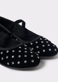 Zapatos*Brownie Bailarina terciopelo cristales Negro