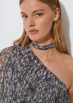 Camisas Y Blusas|Total Look*Brownie Blusa asimétrica brillo estampada Gris