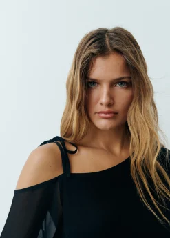 Camisas Y Blusas*Brownie Blusa asimétrica manga larga Negro