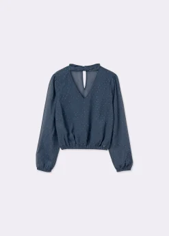 Camisas Y Blusas*Brownie Blusa detalle chocker brillos Azul