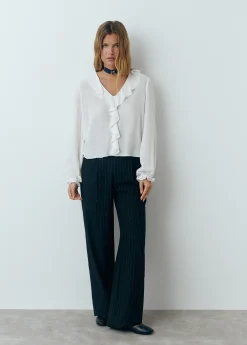 Camisas Y Blusas*Brownie Blusa escote volantes Crudo