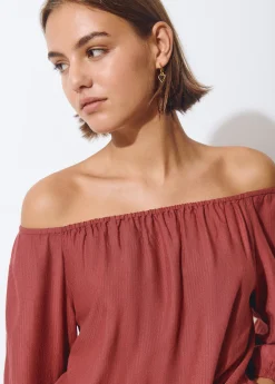 Camisas Y Blusas*Brownie Blusa manga larga lisa Teja