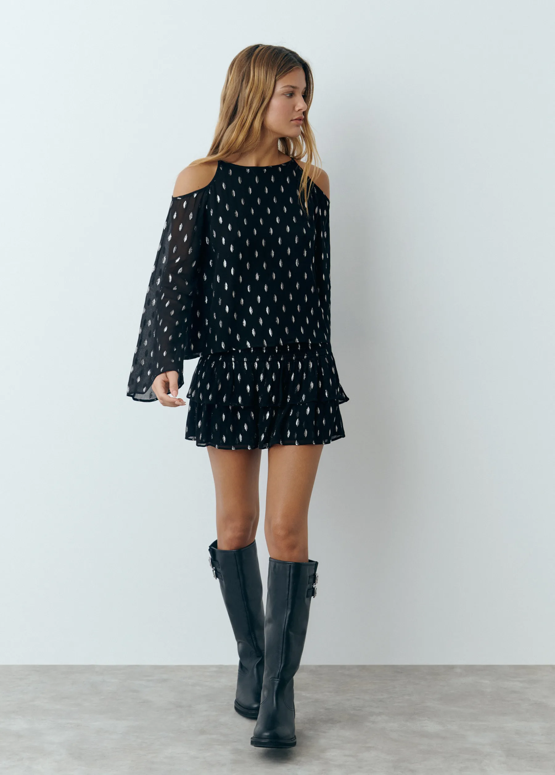 Camisas Y Blusas|Total Look*Brownie Blusa offshoulder brillo Negro