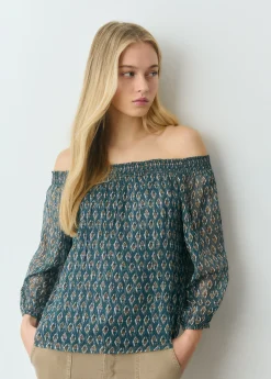 Camisas Y Blusas*Brownie Blusa offshoulder sello indio brillo