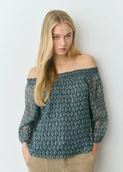 Camisas Y Blusas*Brownie Blusa offshoulder sello indio brillo