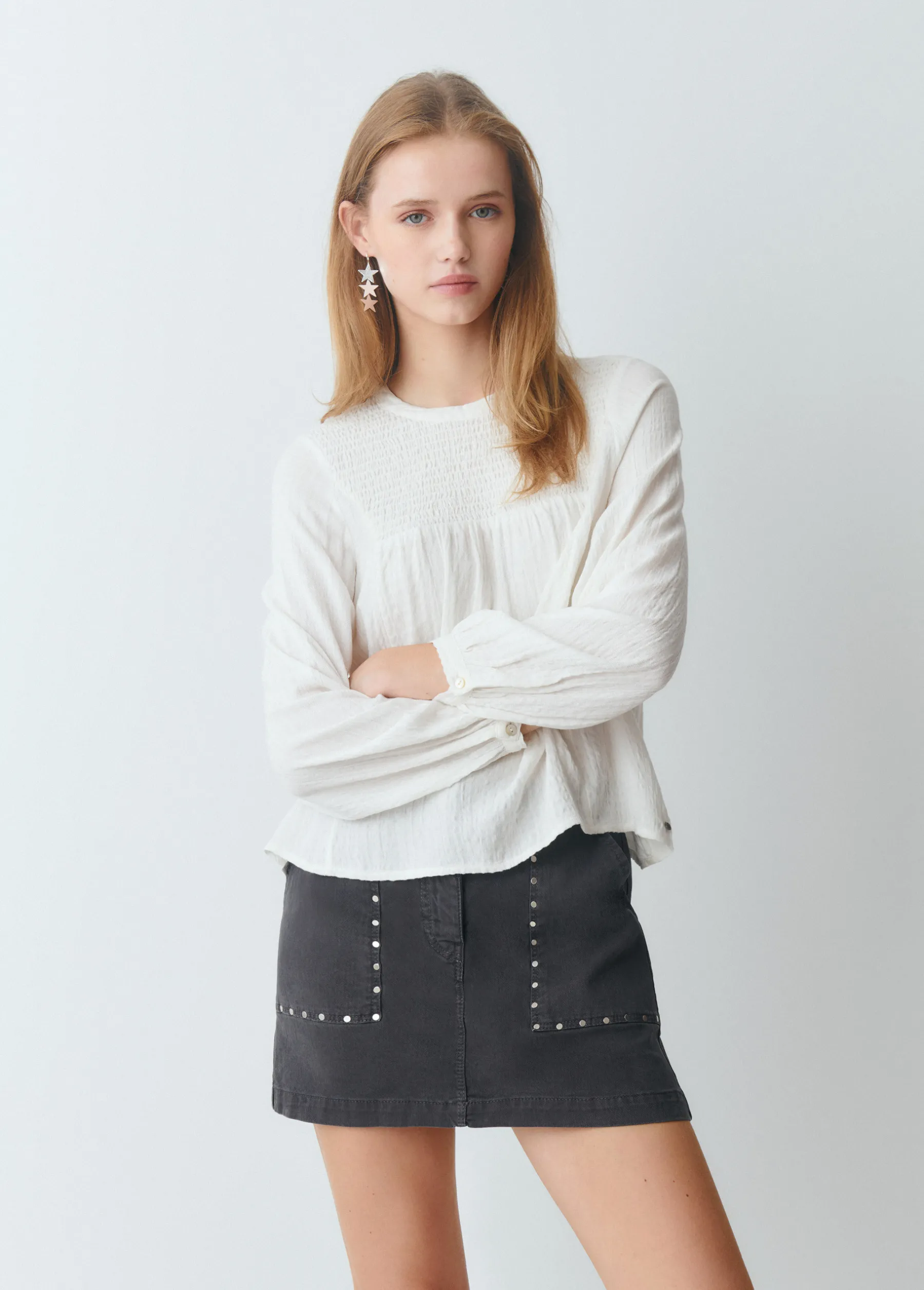 Camisas Y Blusas*Brownie Blusa pecherín smock Crudo