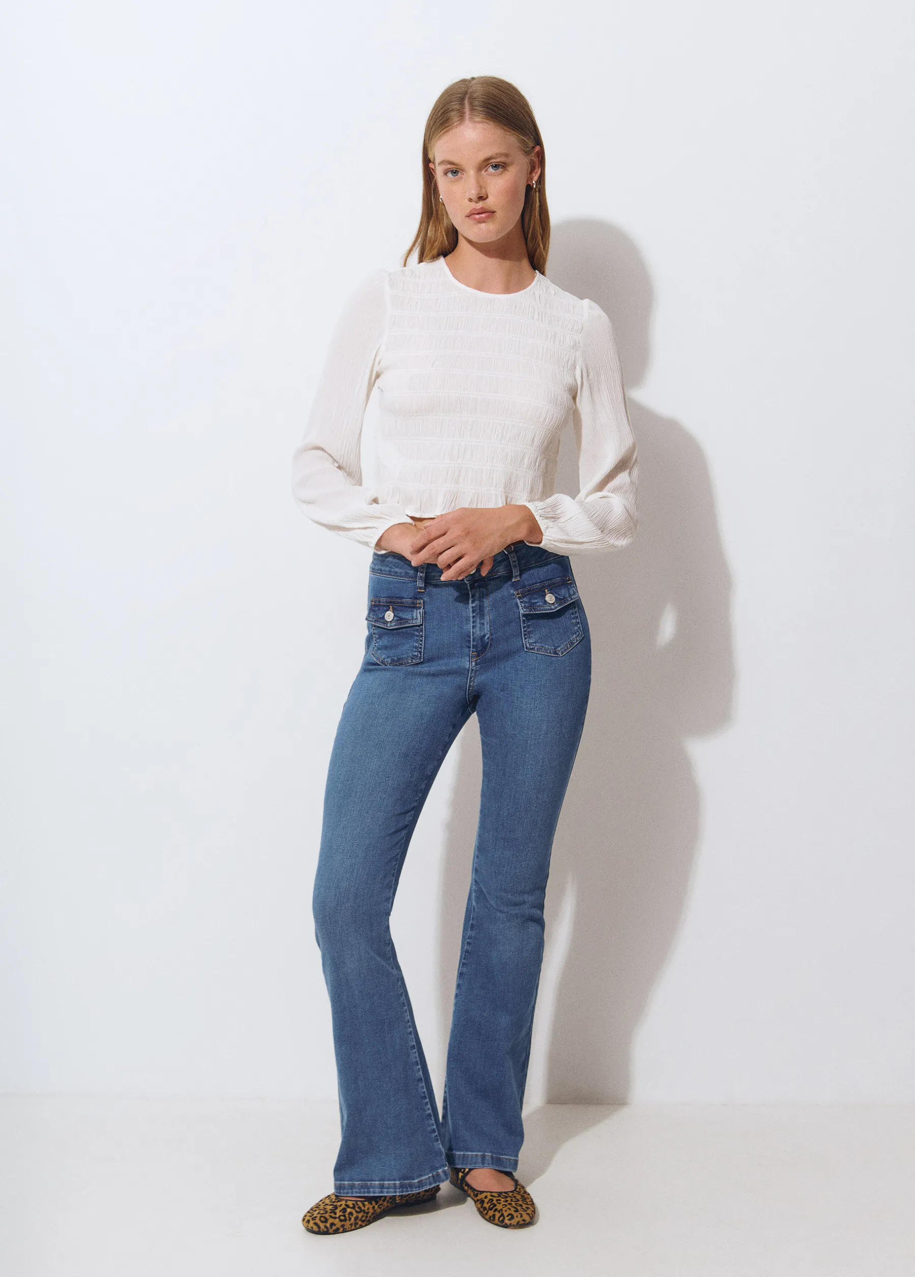 Camisas Y Blusas*Brownie Blusa smock manga larga Crudo