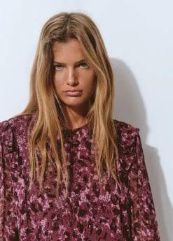 Camisas Y Blusas|Total Look*Brownie Blusa volantes mangas estampada brillo Berenjena