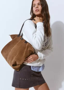 Bolsos*Brownie Bolso piel shopper cremallera Taupeoscuro