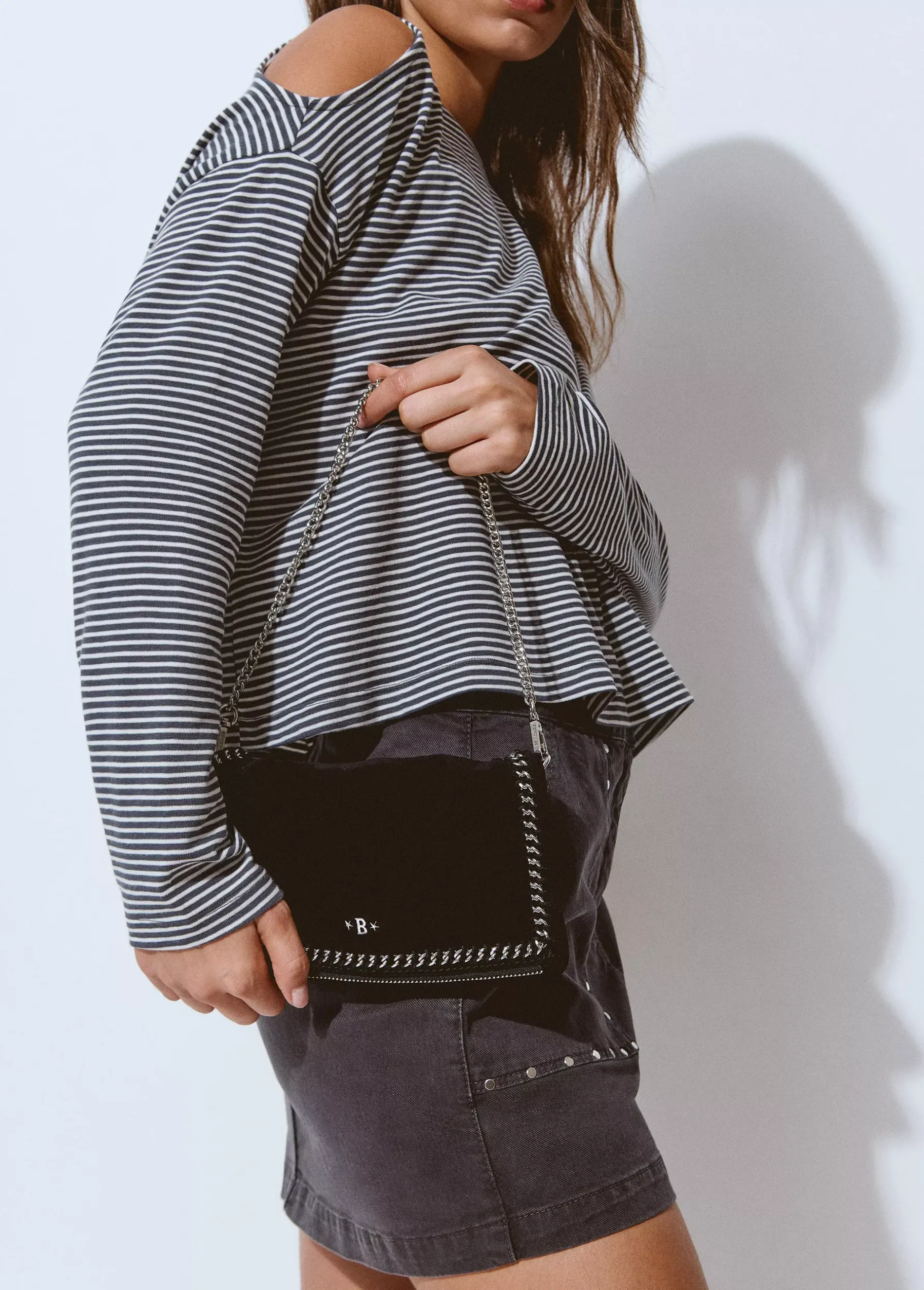 Bolsos*Brownie Bolso piel solapa cadena Negro