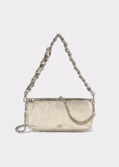 Bolsos*Brownie Bolso solapa laminado cadena gruesa Dorado