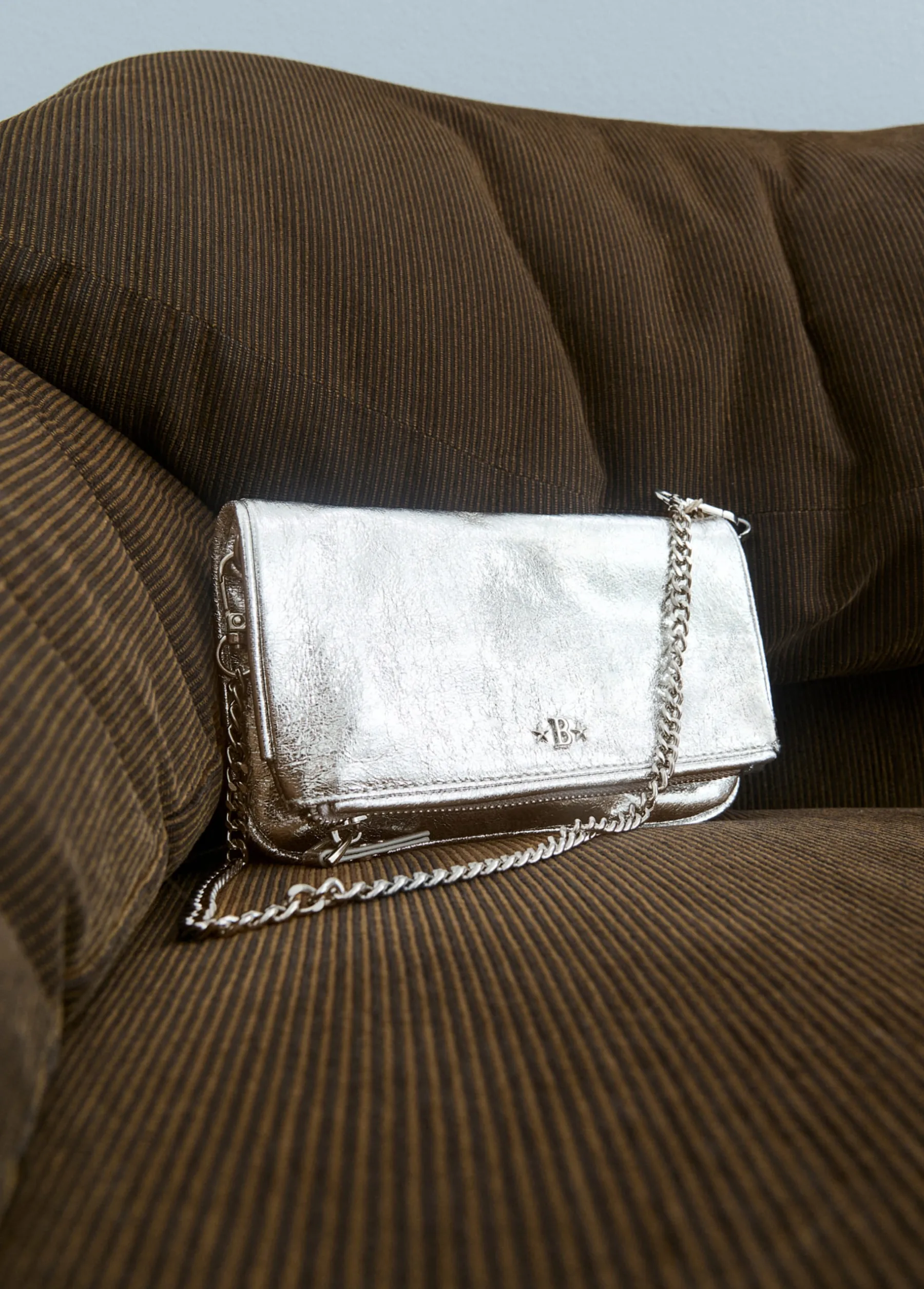 Bolsos*Brownie Bolso solapa mini laminado Plata