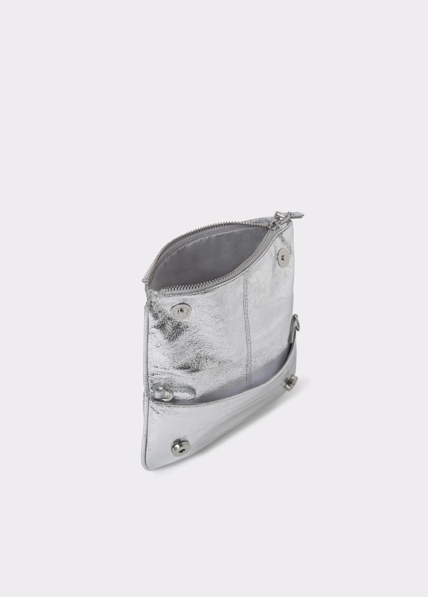 Bolsos*Brownie Bolso solapa mini laminado Plata