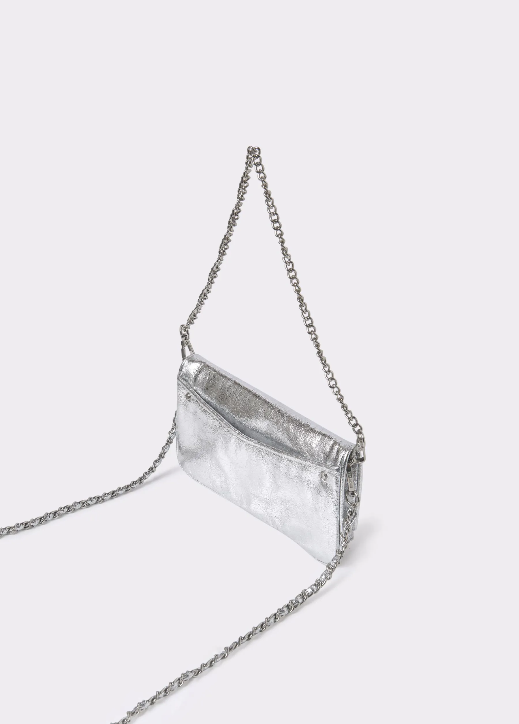 Bolsos*Brownie Bolso solapa mini laminado Plata