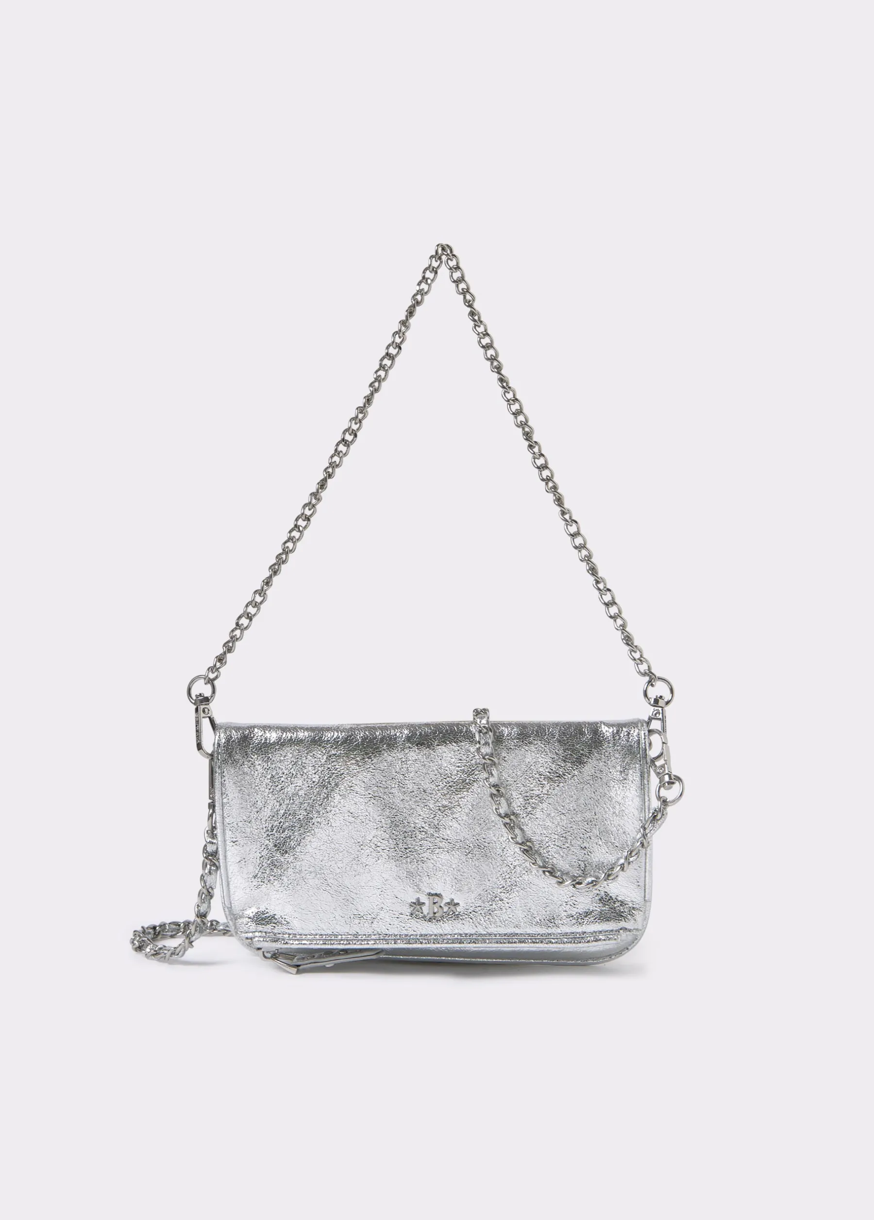 Bolsos*Brownie Bolso solapa mini laminado Plata