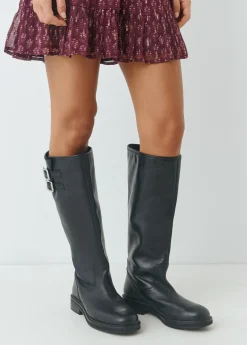 Zapatos*Brownie Bota alta piel hebillas Negro