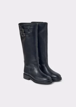 Zapatos*Brownie Bota alta piel hebillas Negro