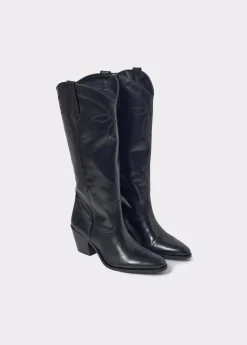 Zapatos*Brownie Bota piel campera tacón Negro