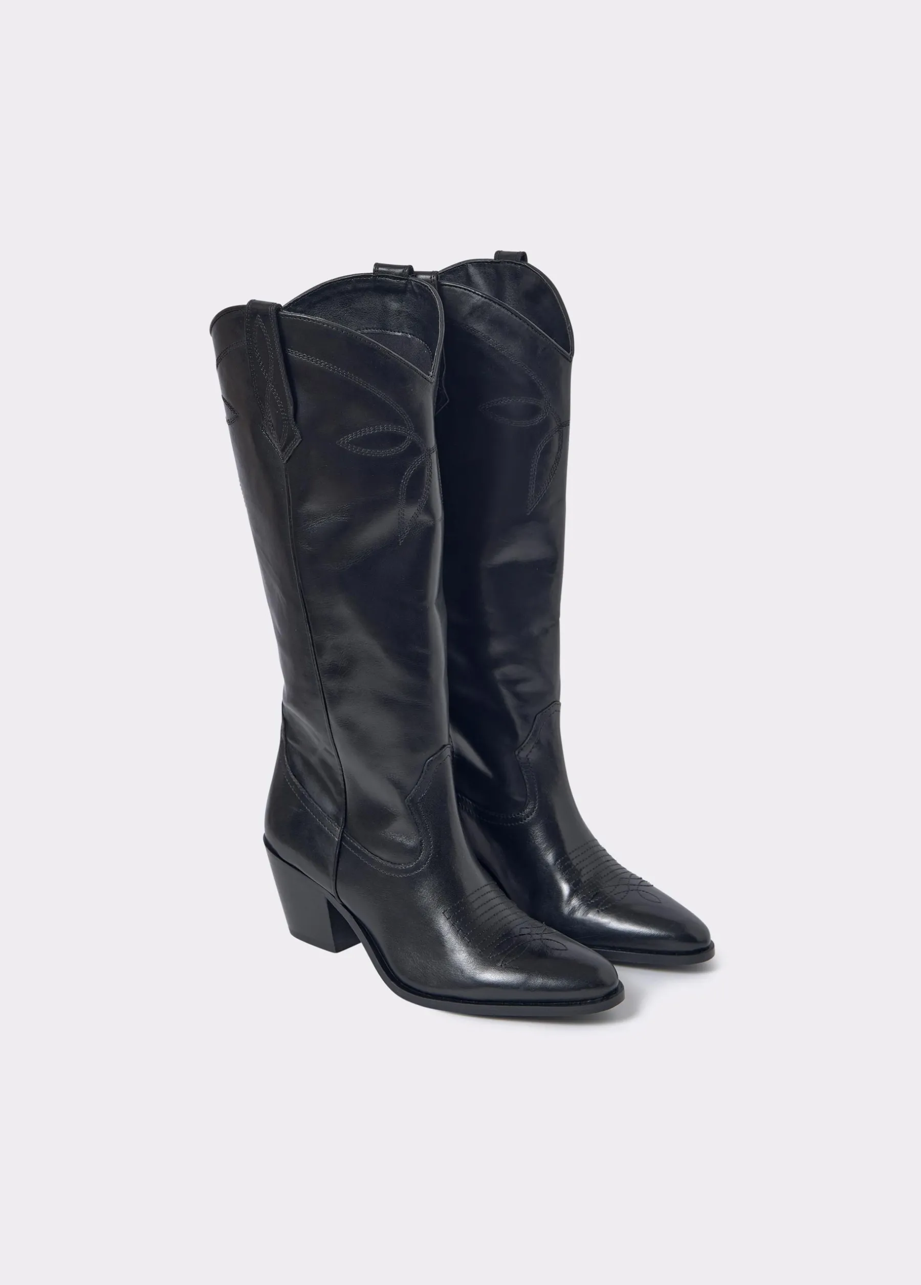 Zapatos*Brownie Bota piel campera tacón Negro