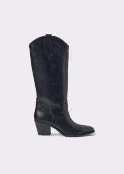 Zapatos*Brownie Bota piel campera tacón Negro