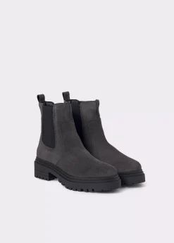 Zapatos*Brownie Botín piel serraje Gris