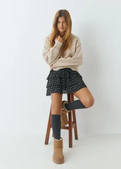 Zapatos*Brownie Botín plataforma piel pelo Avellana