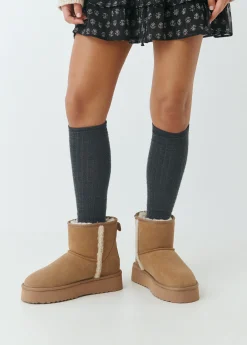 Zapatos*Brownie Botín plataforma piel pelo Avellana