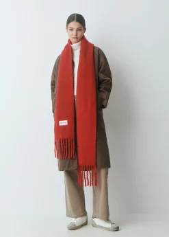 Bufandas*Brownie Bufanda gruesa estrecha lisa flecos Rojo