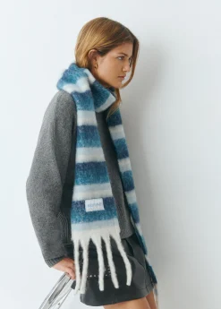 Bufandas*Brownie Bufanda gruesa estrecha rayas Azul