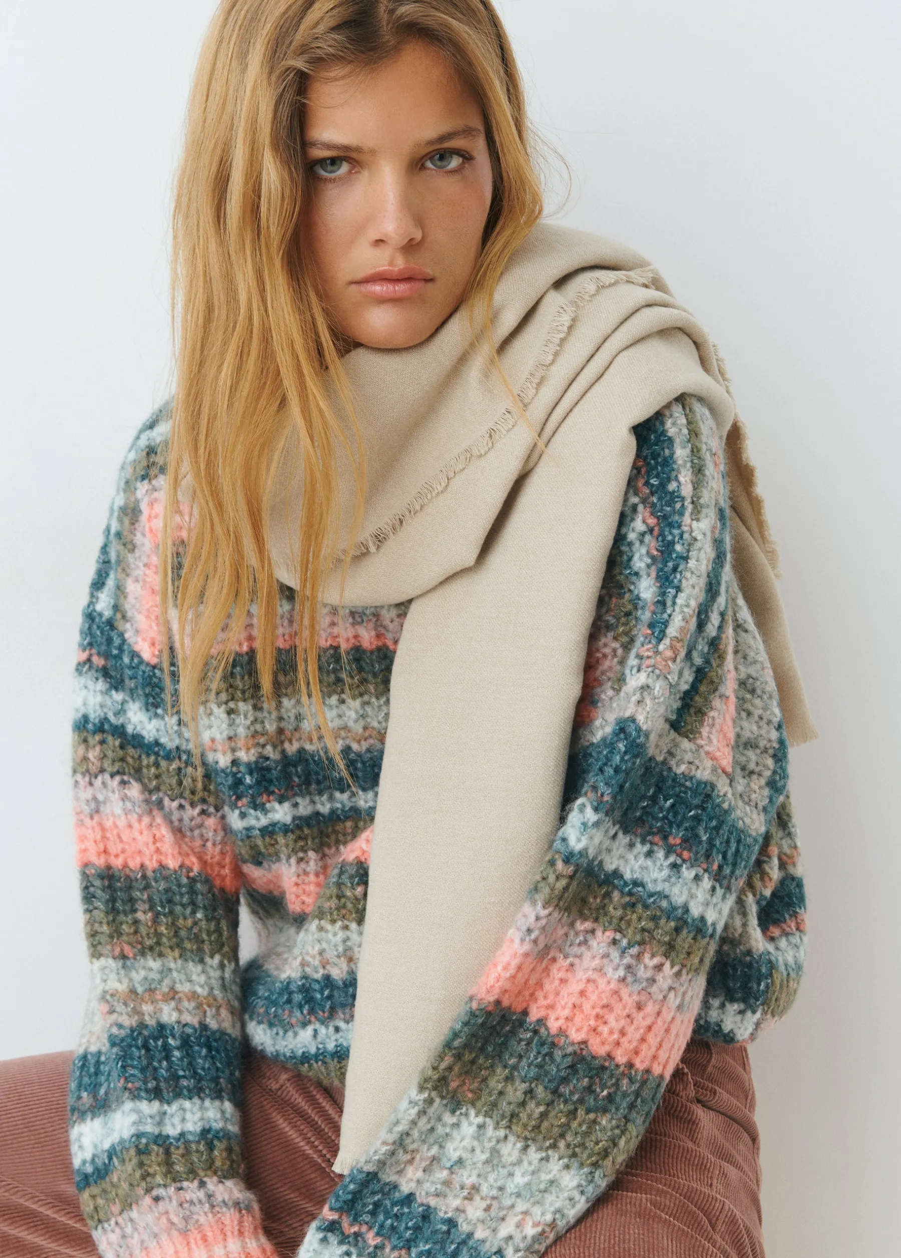 Bufandas*Brownie Bufanda lisa melange fina Beige