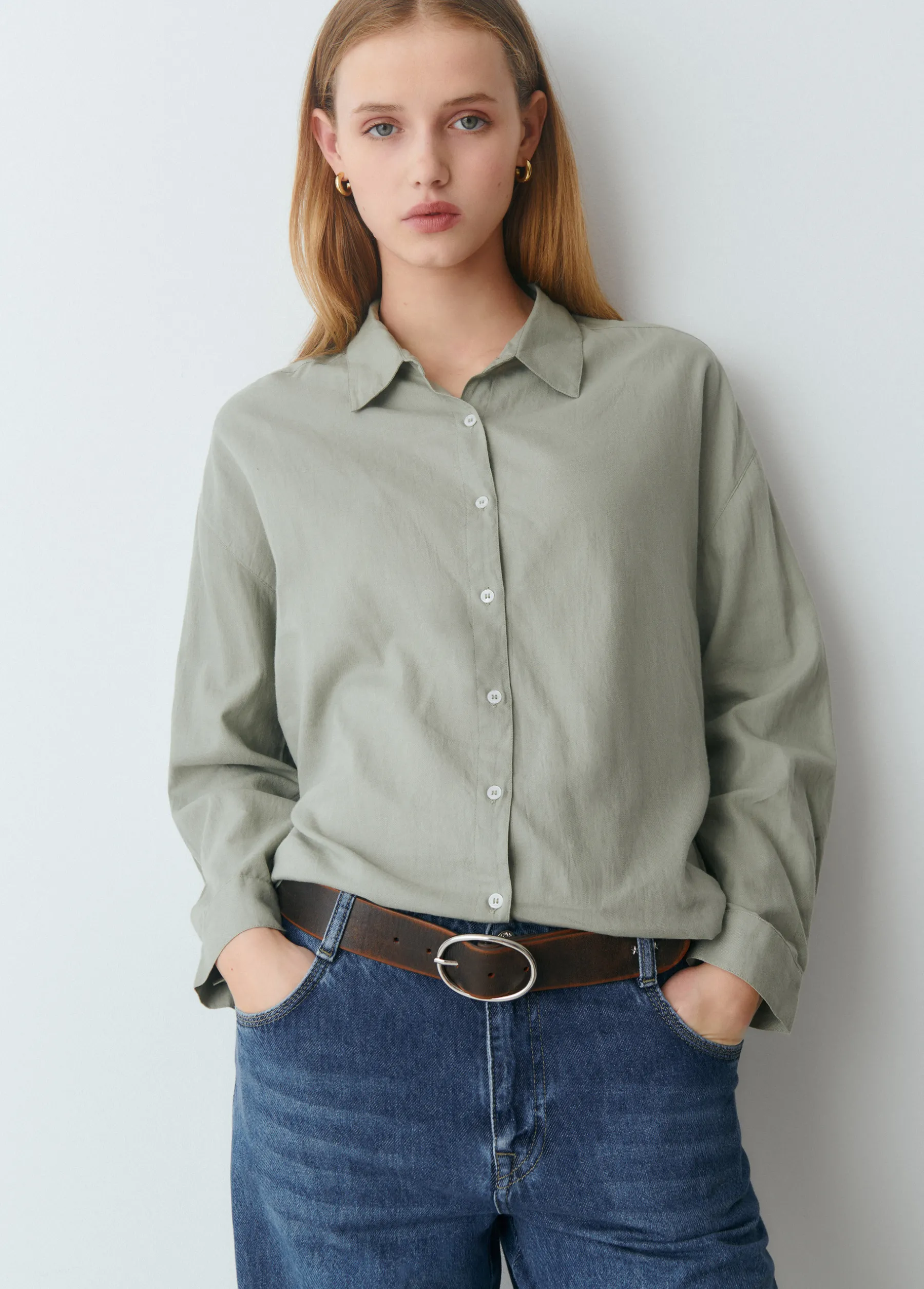 Camisas Y Blusas*Brownie Camisa básica lisa Kakiclaro