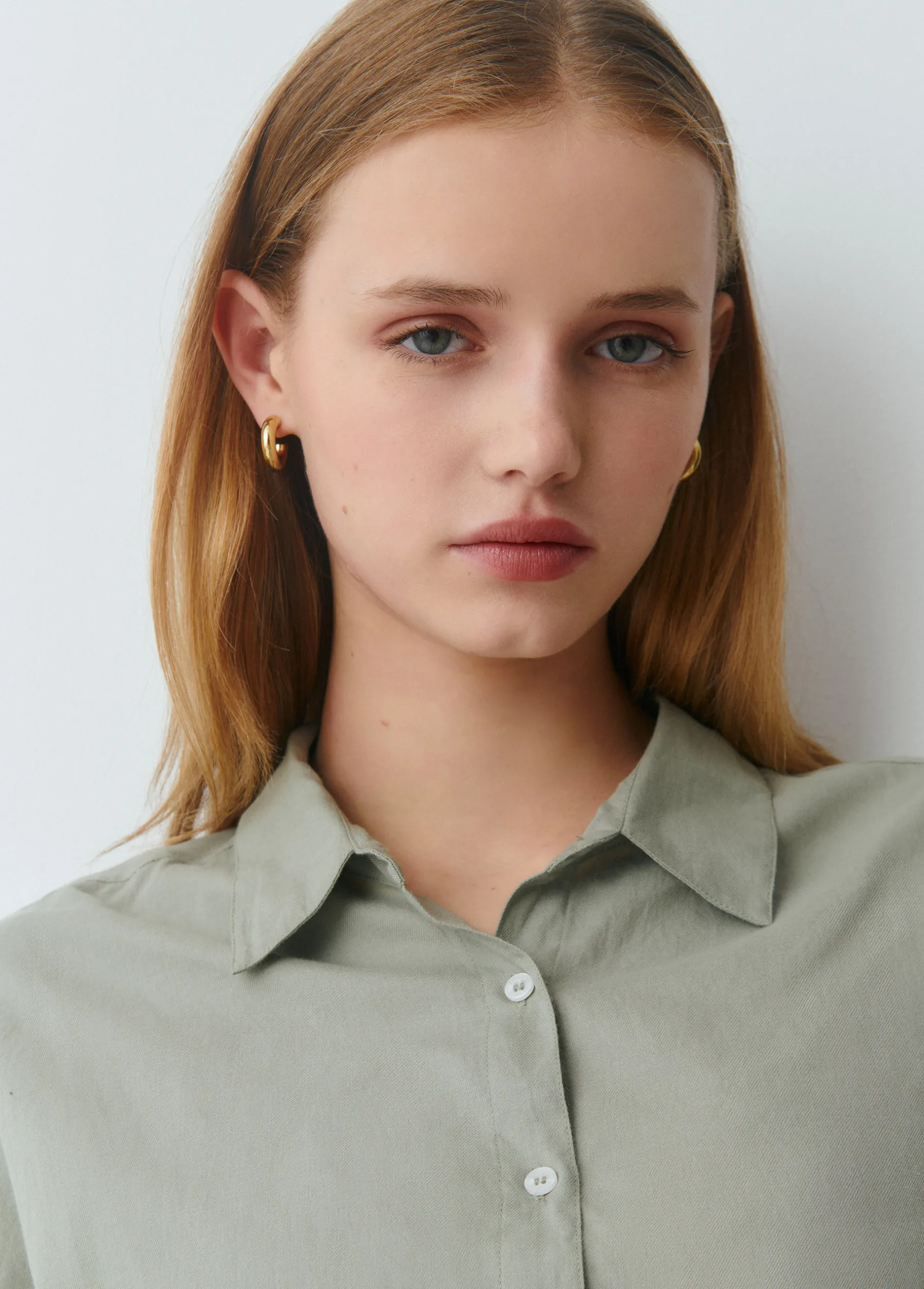 Camisas Y Blusas*Brownie Camisa básica lisa Kakiclaro