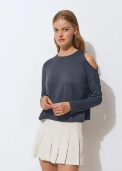 Camisetas Y Tops*Brownie Camiseta cut-out hombro Grisoscuro