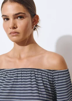 Camisetas Y Tops*Brownie Camiseta escote bardot raya tejida Negro