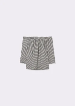 Camisetas Y Tops*Brownie Camiseta escote bardot raya tejida bicolor Crudo