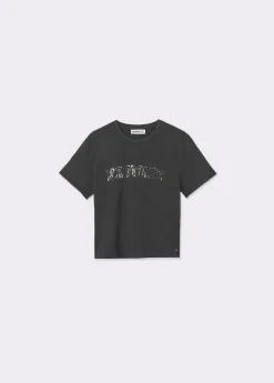 Camisetas Y Tops*Brownie Camiseta manga corta texto bordado lentejuelas Grisoscuro