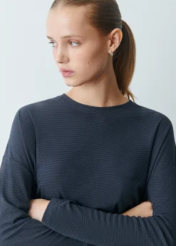 Camisetas Y Tops*Brownie Camiseta manga larga raya tejida Grisoscuro