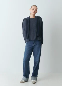 Camisetas Y Tops*Brownie Camiseta manga larga raya tejida Grisoscuro