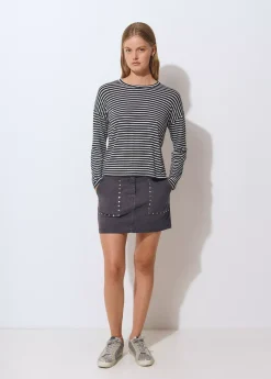 Camisetas Y Tops*Brownie Camiseta manga larga raya tejida Negro