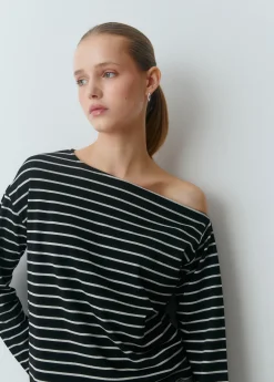 Camisetas Y Tops*Brownie Camiseta raya lurex escote barco Negro