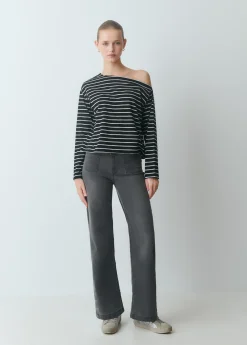 Camisetas Y Tops*Brownie Camiseta raya lurex escote barco Negro