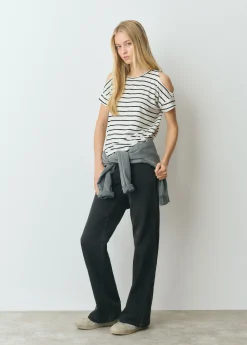 Camisetas Y Tops*Brownie Camiseta raya tejida cut-out hombro Crudo