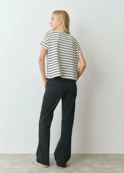 Camisetas Y Tops*Brownie Camiseta raya tejida cut-out hombro Crudo