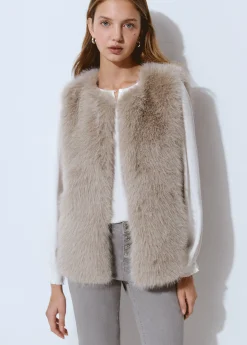 Abrigos Y Chaquetas|Chalecos*Brownie Chaleco efecto pelo Gris